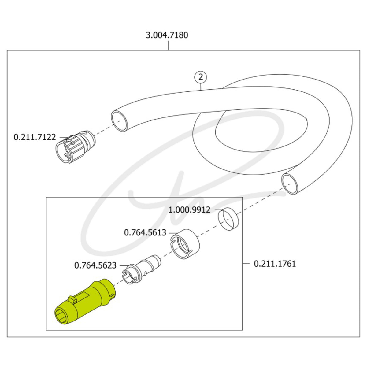 KAVO LARGE SPRAY MIST SUCTION HOSE COMPLETE - 3.004.7180