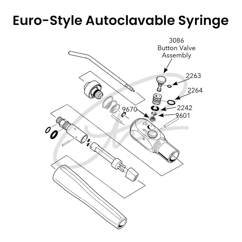 DCI SYRINGE BUTTON WITH SPRING, EURO-STYLE, AUTOCLAVABLE - DCI 3086