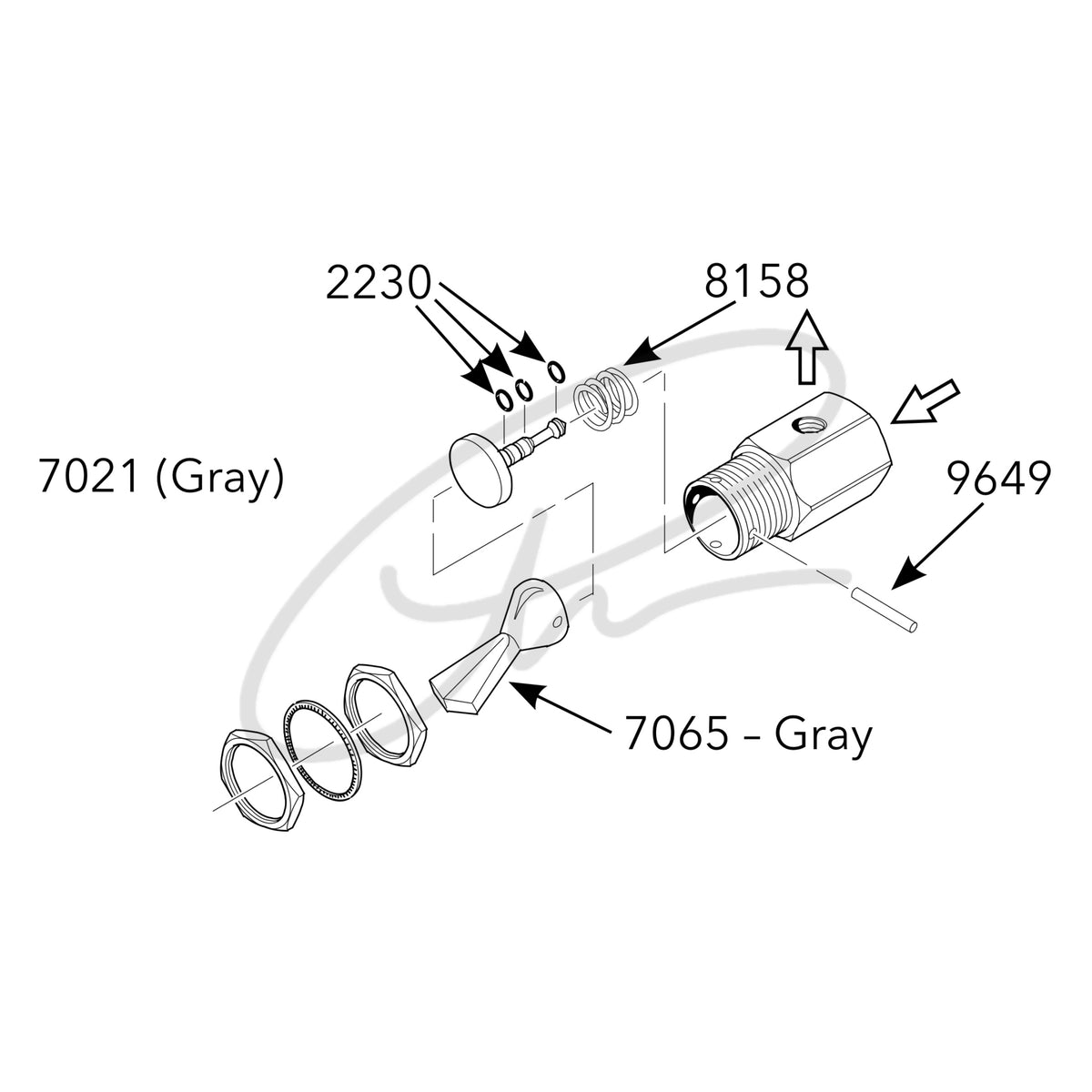 DCI TOGGLE VALVE, MOMENTARY, 2-WAY, NORMALLY CLOSED, GREY - DCI 7021