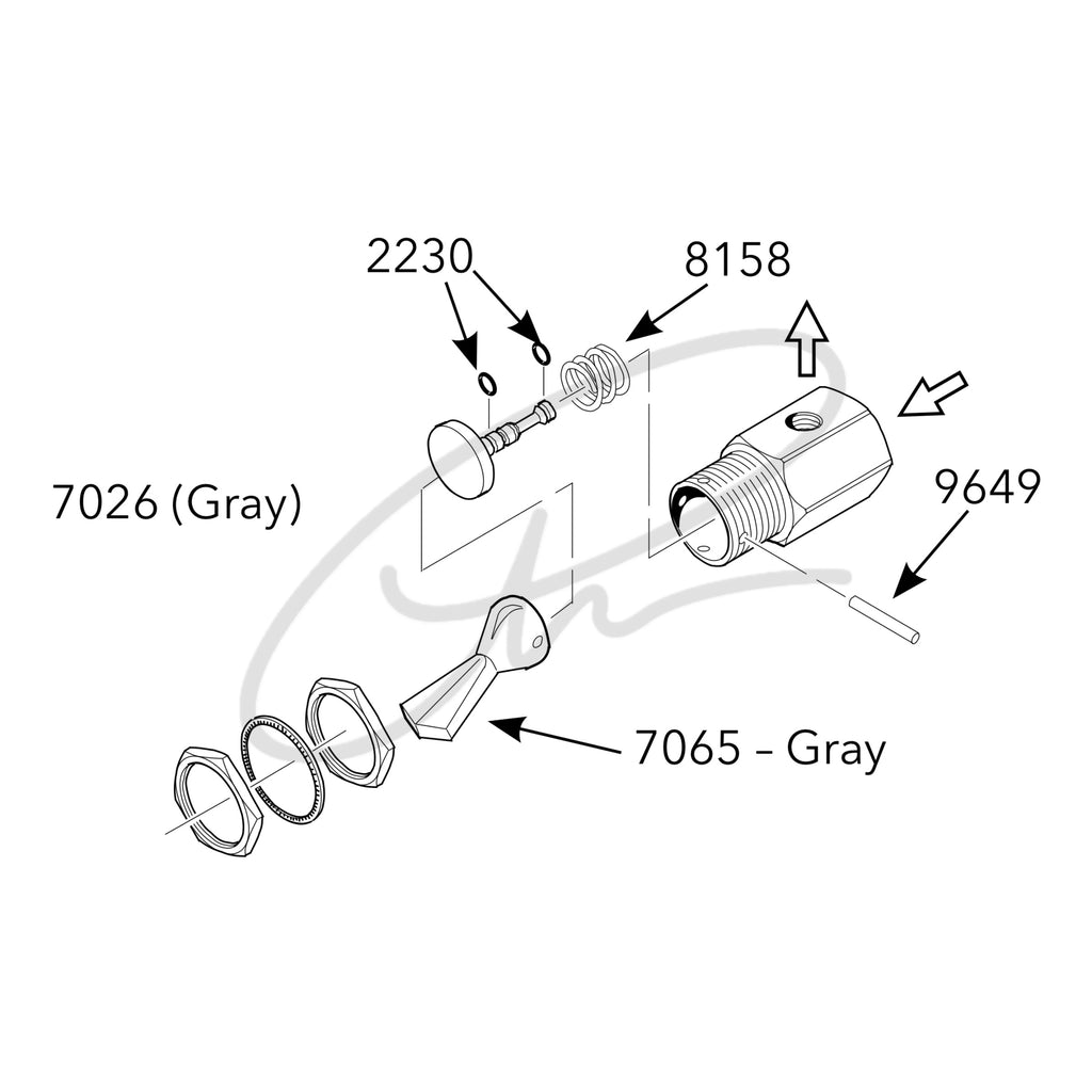 DCI TOGGLE VALVE, MOMENTARY, 3-WAY, NORMALLY CLOSED, GREY - DCI 7026
